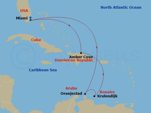 8-Day Southern Caribbean Route Map
