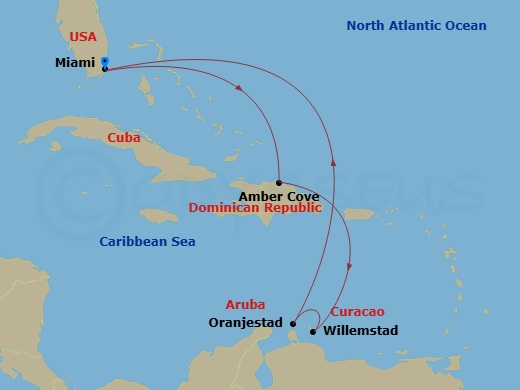 8-Day Southern Caribbean Route Map