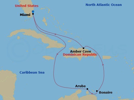 8-Day Southern Caribbean Route Map