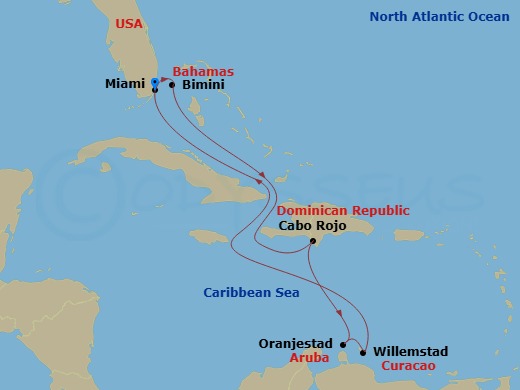 9 Night Southern Caribbean Cruise Route Map