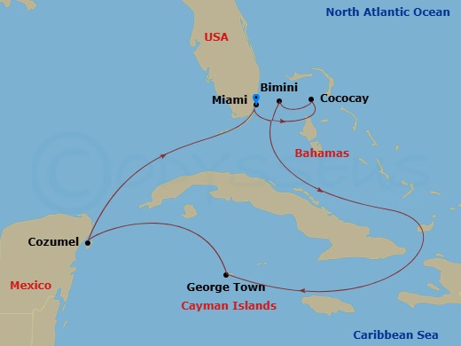 7 Night Western Caribbean & Perfect Day Route Map