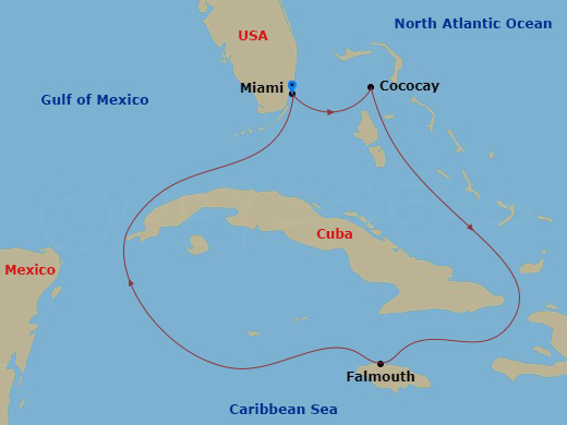 5 Night Western Caribbean & Perfect Day Route Map