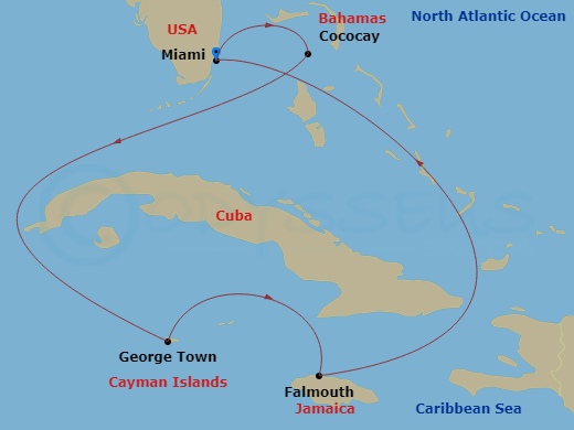 7 Night Western Caribbean & Perfect Day Route Map