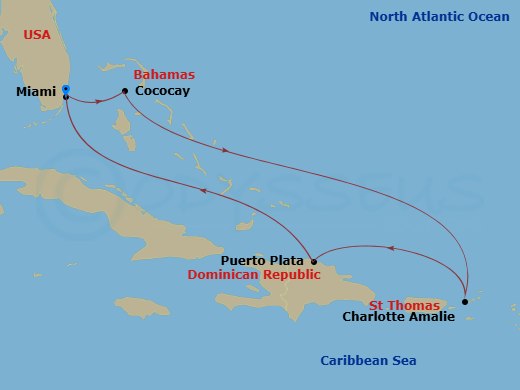 7 Night Eastern Caribbean & Perfect Day Route Map
