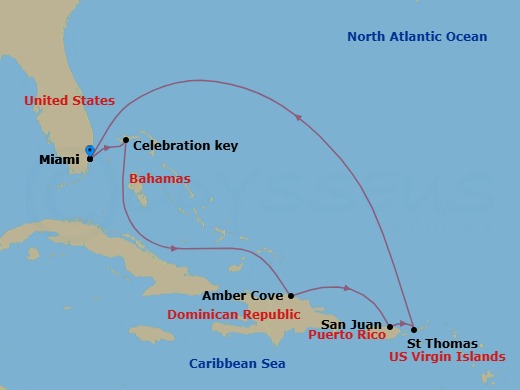 8-Day Eastern Caribbean Route Map