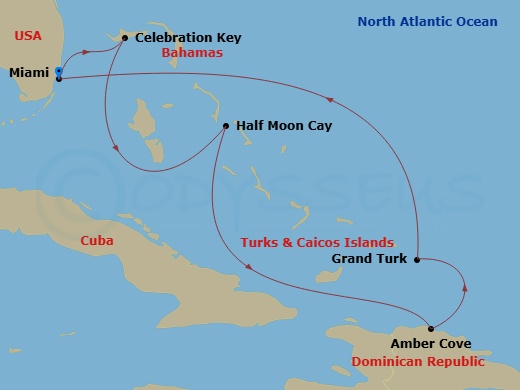 7-Day Eastern Caribbean Route Map