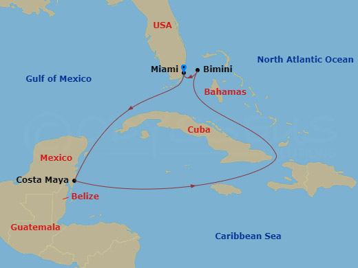 Mexico & Bimini Beach Club Route Map