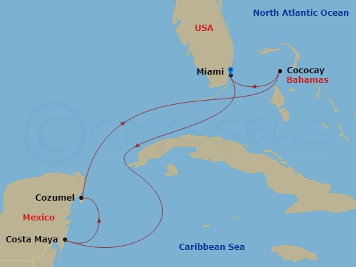 7 Night Perfect Day Cococay & West Carib Route Map