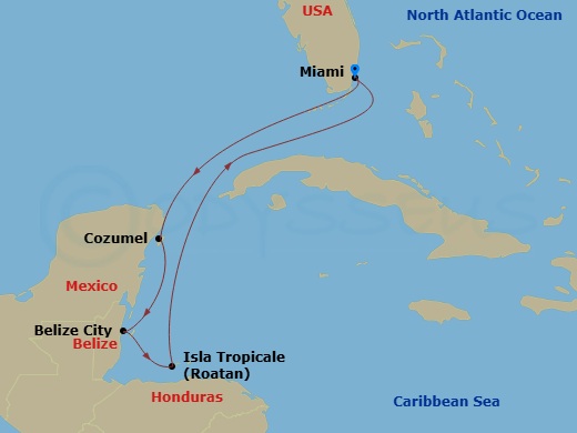 7-Day Western Caribbean Route Map