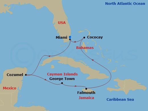 7 Night Western Caribbean & Perfect Day Route Map