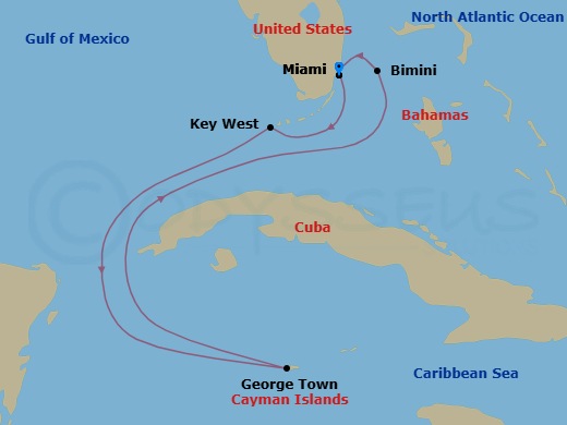 Western Caribbean & Bimini Beach Club Route Map