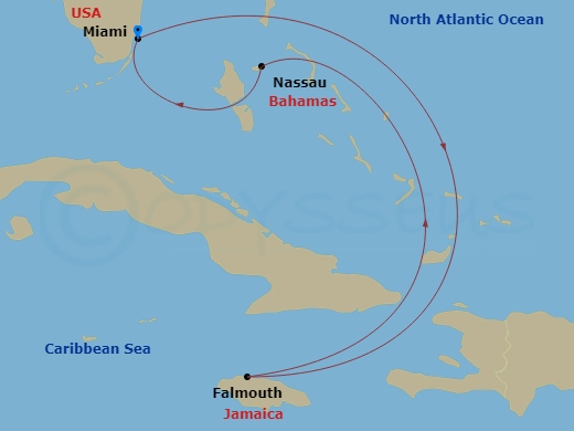 5 Night Western Caribbean Cruise Route Map