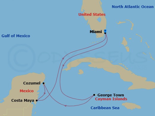 7 Night Western Caribbean Cruise Route Map