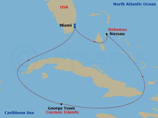 5 Night Western Caribbean Cruise Route Map