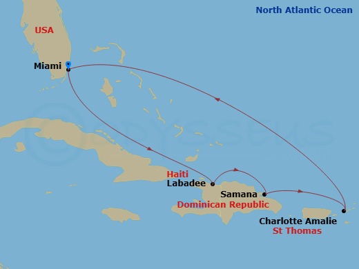 7 Night Eastern Caribbean Cruise Route Map