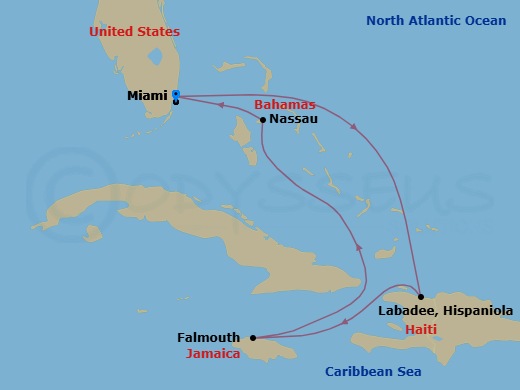 6 Night Western Caribbean Cruise Route Map