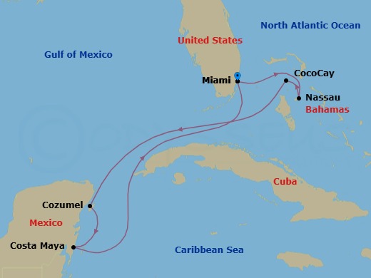 7 Night Western Caribbean & Perfect Day Route Map