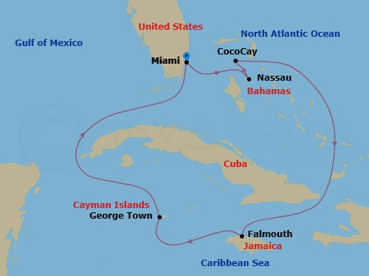 7 Night Perfect Day Cococay & West Carib Route Map