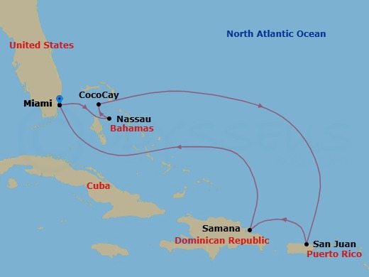 7 Night Caribbean & Perfect Day Route Map