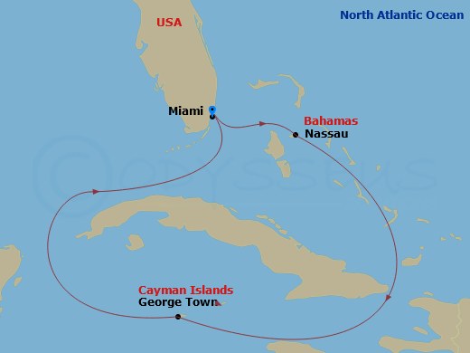 5 Night Western Caribbean Cruise Route Map