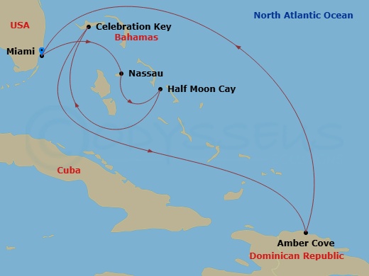 7-Day Eastern Caribbean Route Map