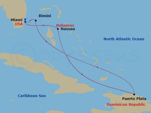 Eastern Caribbean & Bimini Beach Club Route Map