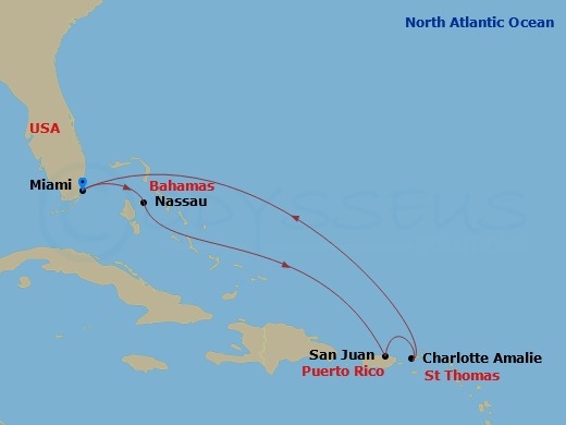 7 Night Eastern Caribbean Cruise Route Map