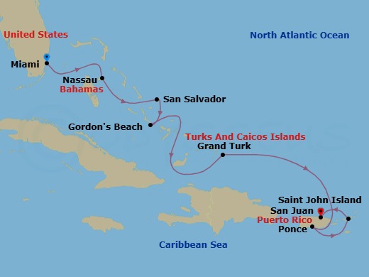 Paradise Beaches From The Bahamas To The U.S. Virgin Islands Route Map