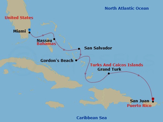 Caribbean Escapade Route Map