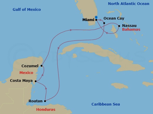 Caribbean And Antilles, 8 Nights Route Map