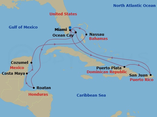 Caribbean And Antilles, 15 Nights Route Map