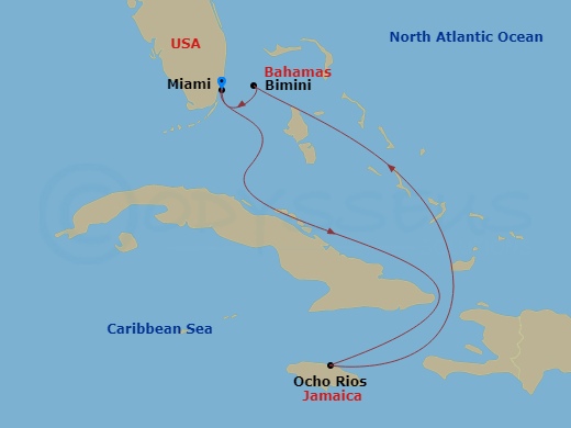 Jamaica & Bimini Beach Club Route Map