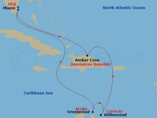 8-Day Southern Caribbean Route Map