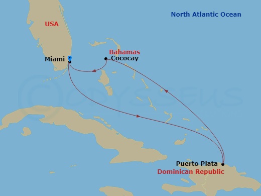 5 Night Eastern Caribbean & Perfect Day Route Map