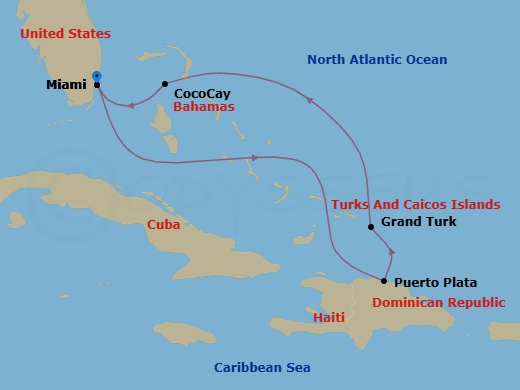 6 Night Perfect Day Cococay & Grand Turk Route Map