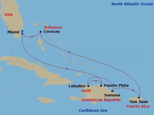 8 Night Perfect Day Cococay & East Carib Route Map