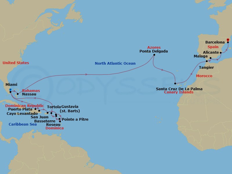 Springtime Atlantic Crossing Route Map