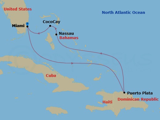 6 Night Eastern Caribbean & Perfect Day Route Map