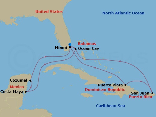 Caribbean And Antilles, 13 Nights Route Map