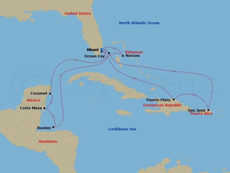 Caribbean And Antilles, 15 Nights Route Map