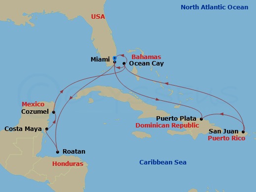 Caribbean And Antilles, 14 Nights Route Map