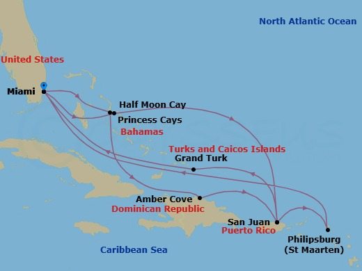 Eastern Caribbean Adventurer With Celebration Key Route Map