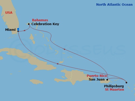 7-Day Eastern Caribbean Route Map