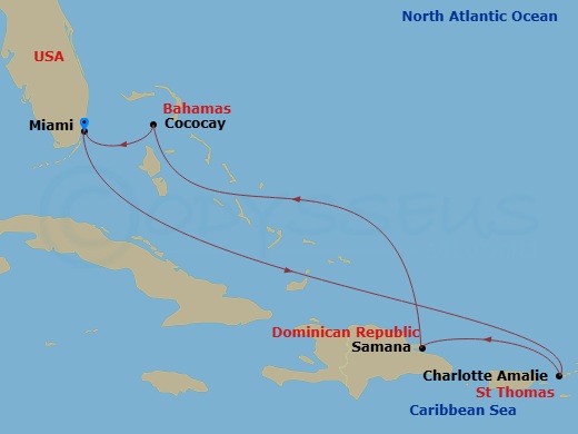7 Night Perfect Day Cococay & East Carib Route Map