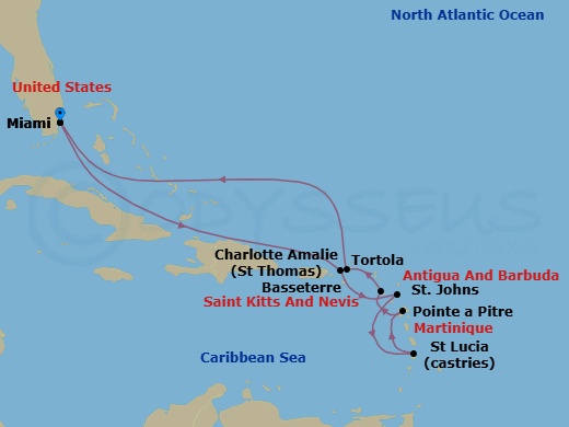 Virgin Islands Voyage Route Map