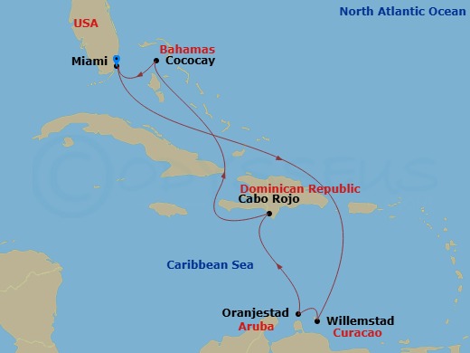 9 Night Southern Caribbean & Perfect Day Route Map