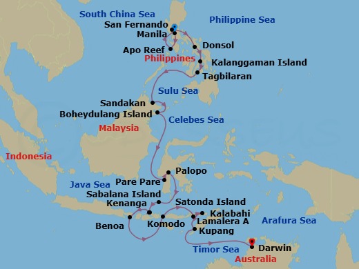 Manila To Darwin Route Map