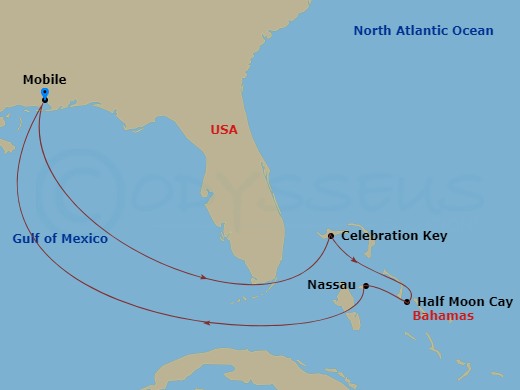 8-Day Bahamas Route Map