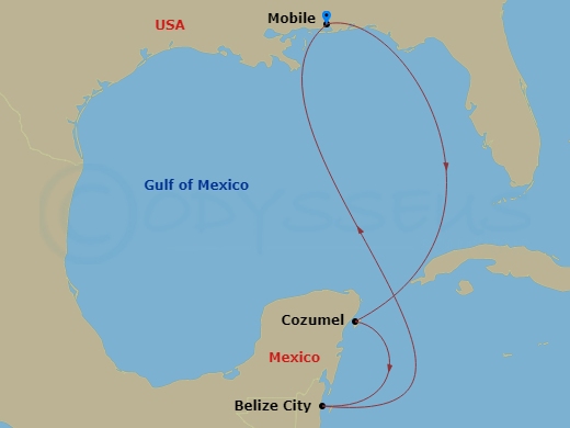 6-Day Western Caribbean Route Map