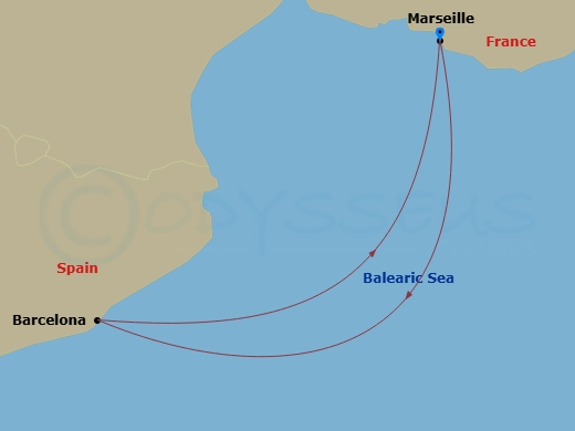 Mediterranean, 2 Nights Route Map